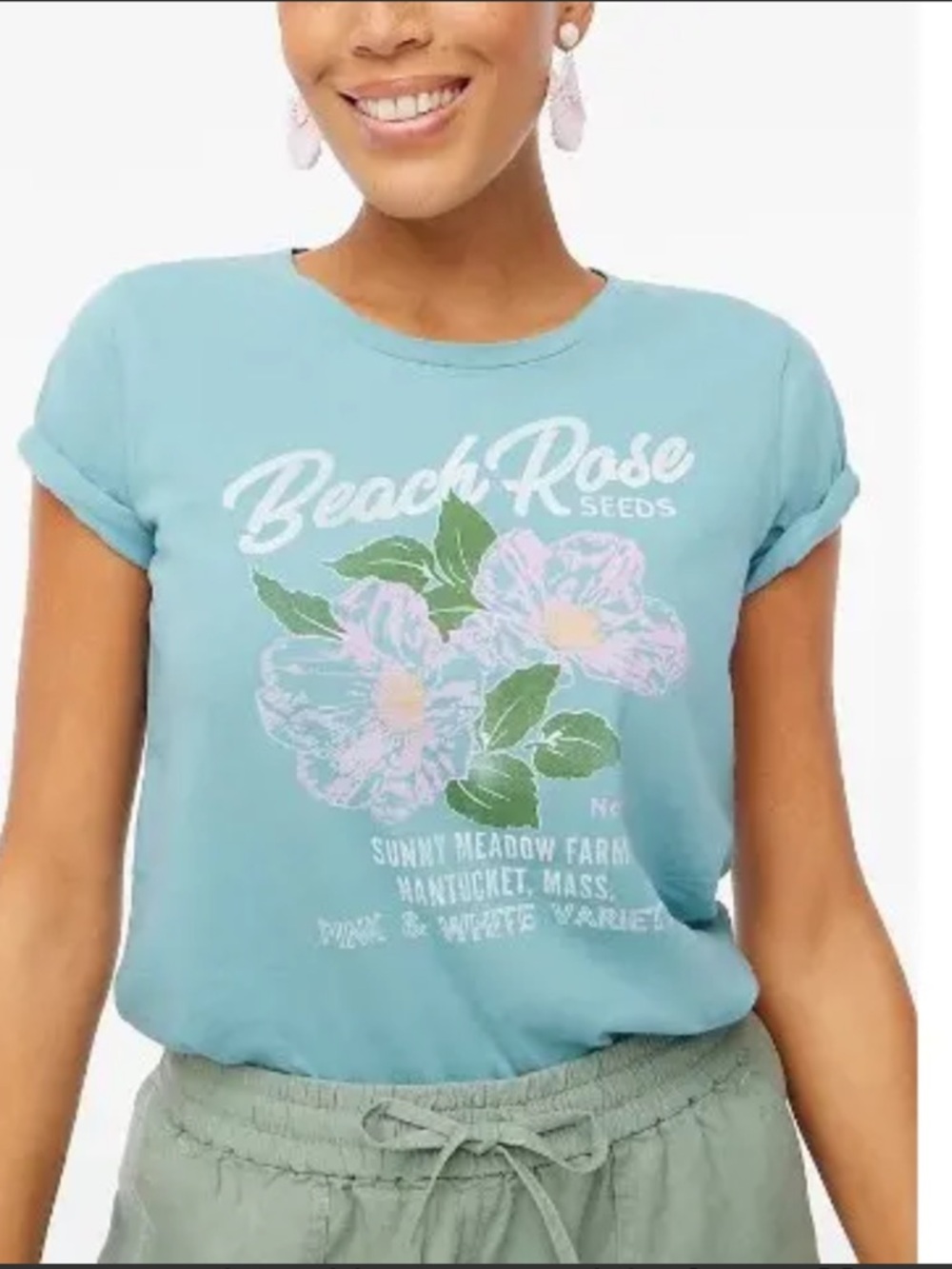 J Crew Factory Beach Rose seeds Nantucket collector tee